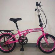 Sepeda Lipat 16 Inch 7 Speed Evergreen - Pink