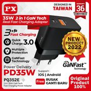 kepala charger adaptor super fast charging type c+usb a 35w px pq352e