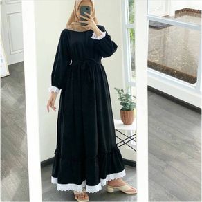 Baju Gamis Wanita Muslim Terbaru Sandira Dress cantik Murah kekinian gamis hitam remaja polos mptif