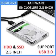 PUSATDIVX TAFFWARE CASING EXTERNAL HDD SSD ENCLOSURE TRANSPARENT 2.5 INCH USB 3.0 CASE