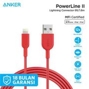 Kabel Charger Anker Powerline Ii 6Ft-1.8M Lightning - A8433 - Merah