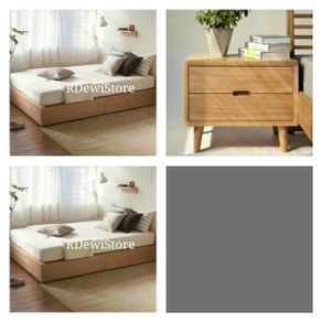 tempat tidur dipan nakas minimalis kayu jati