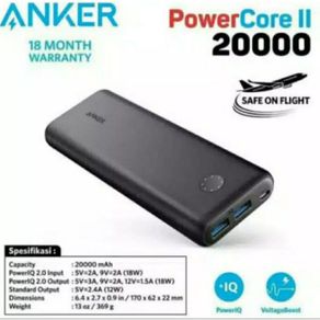 Power Bank Anker PowerCore II 20000 Mah IQ Quick Charge 3.0 A1260611 Original