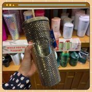 Tumbler Starbucks Holiday Christmas Studded Bling Cup Gold