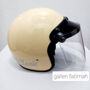 helm bogo classic krem glossy cream glossy kaca helm flat cembung pet - flat bening all size