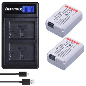 Batmax NP-FW50 NPFW50 Putih + LCD USB Dual Charger untuk Sony Alpha A6500 A6300 A7 7R A7R A7R II A7II NEX-3 NEX-3N ZV-E10