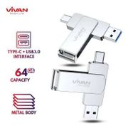 Vivan VOC164 Type-C Dual interface 64GB USB 3.0 Flashdisk - Silver