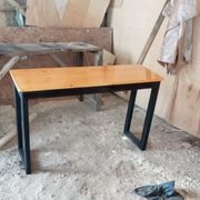 meja makan minimalis lexi table all size jati belanda asli - kaki hitam/puti 80×40×70