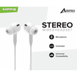 Hippo Headset Handsfree Airpro Earbuds Jack 3.5MM Stereo Clear and Powerful Wired Earphone Hands Free Earbud