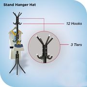stand hanger gantungan tiang berdiri baju topi tas jaket rak baju - hitam
