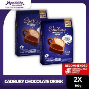 Cadbury Hot Chocolate Drink 3 in 1 Regular 390g, minuman coklat premium twinpack