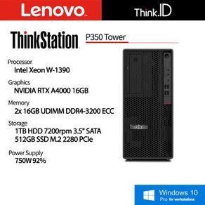 ThinkStation P350 Xeon W-1390 32GB 512GB NVMe 1TB HDD RTX A4000 Win10