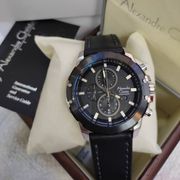 jam tangan pria original alexandre christie ac 6583 mc leather stain - silver