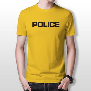 kaos oblong pria sablon digital printing  police  / atasan pria#03 - mustard xl
