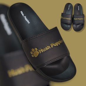 sandal hush puppies pria terbaru sandal selop super empuk slip on - hitam 40