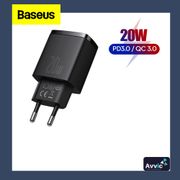 Baseus Kepala Charger Dual Port Type C + USB 20W Quick Charge QC PD Fast Charging