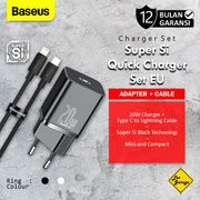 kepala charger fast charging pd 25w baseus + kabel type c to type c - hitam