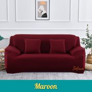 cover sofa sarung sofa elastis stretch 1/2/3/4 seater polos - maroon 3 seater