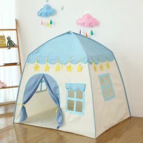 tenda mainan bermain anak model rumah house princess portable tent kid - biru