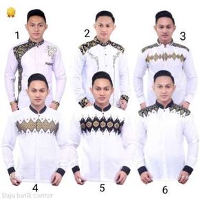 baju koko kombinasi batik bordir lengan panjang