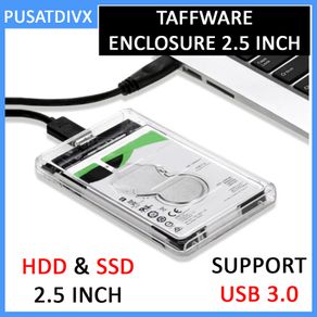 TAFFWARE EXTERNAL HDD SSD ENCLOSURE TRANSPARENT 2.5 INCH USB 3.0 CASE