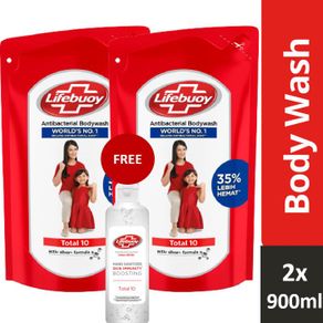 Buy 2x Lifebuoy Total 10 Body Wash 900ml Free Lifebuoy Total 10 Hand Sanitizer 90ml