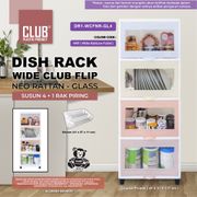 Dish Rack Wide Club Flip Neo Rattan Susun 4 - Lemari Piring Rak Dapur Plastik Dengan Rak Piring - Lemari Plastik Dapur Makan Besar Serbaguna Minimalis - Cabinet Peralatan Dapur Rak Piring Kekinian - Kabinet Penyimpanan Piring Sendok Garpu Terbaru