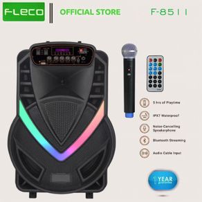 Fleco F-8512 LED Speaker Bluetooth karaoke Full Bass Free mic Wireless/Speaker Karaoke Bluetooth Portable Fleco X bass