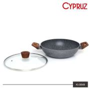 KI-0649 CYPRUZ Wajan Kuali Induksi Ceramic Marble Dengan Tutup 28 cm