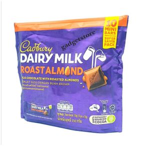 Cadbury dairy milk roast almond isi 10 mini bars 150g