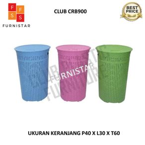 keranjang baju laundry basket motif rotan club crb900/ club plastic - putih tanpabubblewrap