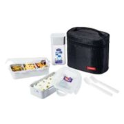 Gratis Ongkir Lock & Lock Hpl758Dg Lunch Box 3P Set Set Kotak Makan Bekal - Abu