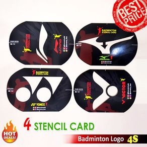 PAKET 4 in 1 CETAKAN LOGO Raket Badminton/ Stencil Card Badminton