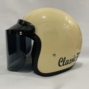 helm bogo cream glossy solid helm dewasa helem sni retro classic - datar smoke