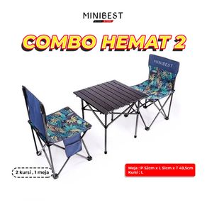 MINIBEST Combo Hemat 2 Set Kursi Lipat Outdoor Portable & 1 Meja Lipat Camping Portable