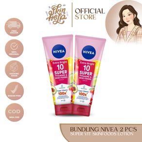 (2 Pcs) Twin Pack Nivea Body Serum Extra Bright 10 Super Vitamin & Skin Foods 180 ml