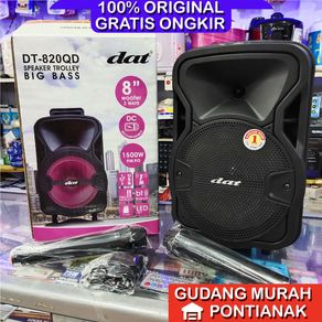 "DAT DT 820QD bonus 2 Mic Wireless Speaker Bluethoot Karaoke Seperti GMC Ampli meeting 8"" 8inch"
