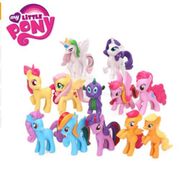 12 Buah Mainan My Little Pony Pelangi Unicorn Kuda Mini PVC Tokoh Aksi Berkilau Naga Boneka Mainan untuk Anak-anak Hadiah 2M01