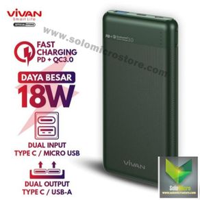 powerbank vivan m10 10000mah fast charging pd qc 3.0 power bank