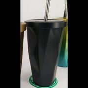 tumbler starbucks stainless steel coffee straw cup gradient ice-block - hitam