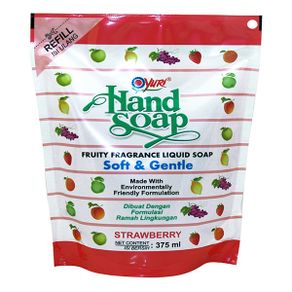 YURI HAND SOAP STRAWBERRY POUCH 375 ML
