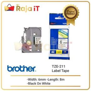BROTHER Label Tape TZE 211 6mm Black On White