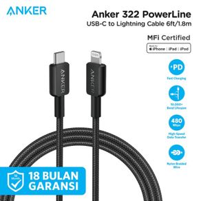 kabel charger anker powerline iii flow select+ usb-c usb-a lightning - a81b6 - black