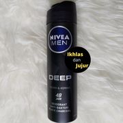 nivea men deep black charcoal deodorant spray 150 ml segar & kering