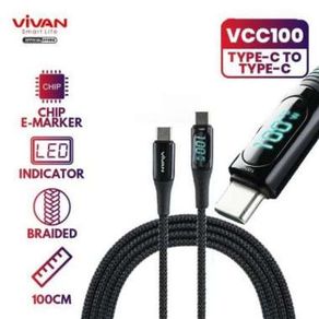 Kabel Data charger Vivan VCC100 USB C To USB C PD 100W Fast Charging