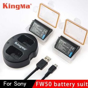 kingma dual charger 2 baterai sony alpha a6300 a6500 a7 - km-fw50