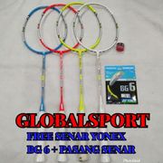 raket badminton hart power shoot free senar yonex bg6 + grip - bg 5