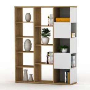 anya living zaid bookcase beaufort oak - white