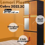 lemari plastik gantungan coklat napolly kaca cermin rotan Cabro 2G22.2C jht