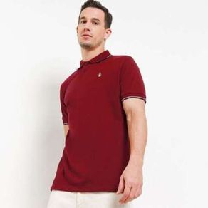 Kaos Polo Pria Hush Puppies Cord Maroon - Maroon, L